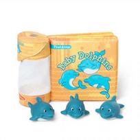 Vonios žaislas, knygos ir žaislų rinkinys Melissa & Doug Baby Dolphins, mėlyna sp./oranžinė sp.