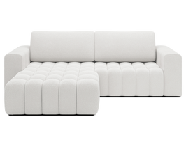 Kampinė sofa - lova Bonett, balta sp., kairinė, 175 x 250 cm x 92 cm