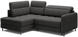 Kampinė sofa - lova Barea, juoda sp., kairinė, 208 x 160 cm x 100 cm