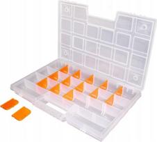 Organizatorius - dėklas įrankiams Prosperplast KNO30204T, 19.5 cm x 29 cm x 3.5 cm, skaidri sp./oranžinė sp.