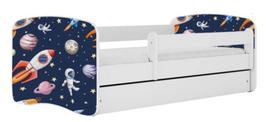 Vaikiška lova Kocot Kids Cosmos, balta sp., 70 x 140 cm, su patalynės dėže, su čiužiniu