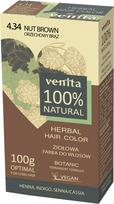 Plaukų dažai Venita 100% Natural Herbal, walnut brown, 4.34, 100 ml