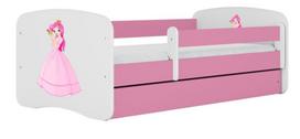 Vaikiška lova Kocot Kids Princess, balta sp./rožinė sp., 80 x 180 cm, be patalynės dėžės, be čiužinio