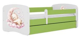 Vaikiška lova Kocot Kids Dream, balta sp./žalia sp., 70 x 140 cm, be patalynės dėžės, su čiužiniu