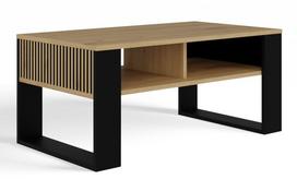 Kavos staliukas Modern 2P Slim, ąžuolo sp./juoda sp., 58 cm x 90 cm x 50 cm