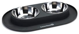 Stovas su dubenėliais šuniui Beeztees Silicone & Stainless Steel, 1 l, 40 cm x 24 cm, sidabro sp.