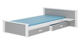 Vaikiška lova ADRK Aldex Shelf, balta sp./pilka sp., 80 x 180 cm, su patalynės dėže, su čiužiniu