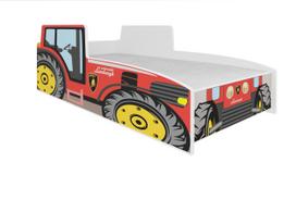 Vaikiška lova ADRK Tractor, raudona sp., 80 x 160 cm, be patalynės dėžės, su čiužiniu