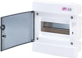 Modulinis skydas ETI ECM08PT, potinkinis, IP40, 8 mod., balta sp./juoda sp.