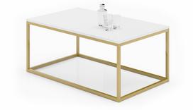 Kavos staliukas ADRK Narisa, aukso sp./balta sp., 100 cm x 60 cm x 43 cm