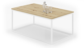 Kavos staliukas ADRK Narisa, balta sp./rusva sp., 60 cm x 100 cm x 43 cm