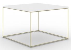 Kavos staliukas ADRK Roni, skaidri sp./aukso sp./balta sp., 65 cm x 65 cm x 37 cm