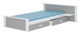 Vaikiška lova ADRK Aldex Shelf, balta sp./pilka sp., 90 x 200 cm, su patalynės dėže, su čiužiniu