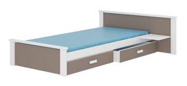Vaikiška lova ADRK Aldex Shelf, balta sp./pilka sp./rusva sp., 90 x 200 cm, su patalynės dėže, su čiužiniu