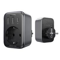 Kelioninis įkroviklis Ugreen CD314 Super Fast GaN 65W, USB Type C/USB Type A/Euro Plug / 12-24 V, juoda sp., 30 W