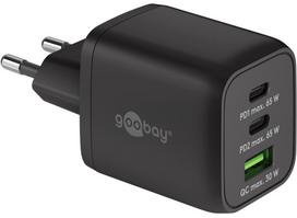 Universalus įkroviklis ir duomenų perdavimo kabelis Goobay Nano, USB Type C/USB Type A, 6.53 cm, juoda sp., 65 W