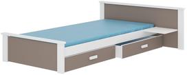 Vaikiška lova Aldex With Shelf, balta sp./rusvai pilki sp., 90 x 200 cm, be čiužinio