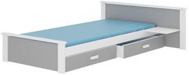 Vaikiška lova Aldex With Shelf, balta sp./šviesiai pilka sp., 90 x 200 cm, be čiužinio