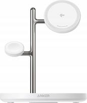 Belaidis įkroviklis Anker MagGo 3-in-1, 1 x USB Type C, 22.9 cm, balta sp., 15 W