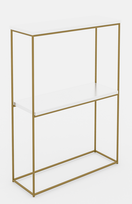 Konsolinis staliukas ADRK Velo, skaidri sp./aukso sp./balta sp., 20 cm x 60 cm x 80 cm