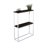 Konsolinis staliukas ADRK Mason, skaidri sp./balta sp./juoda sp., 20 cm x 60 cm x 80 cm