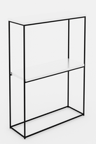 Konsolinis staliukas ADRK Velo, skaidri sp./balta sp./juoda sp., 20 cm x 60 cm x 80 cm