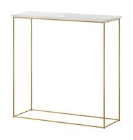 Konsolinis staliukas ADRK Milan, skaidri sp./aukso sp./balta sp., 30 cm x 80 cm x 80 cm