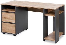 Rašomasis stalas su stalčiais LittleSky Dalia, 138 cm x 60 cm, 76 cm, antracito sp./ąžuolo sp.