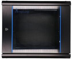 Serverių spinta Extralink Wall cabinet rack 9U black glass door, 500 cm x 600 cm x 600 cm