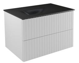 Vonios spintelė su praustuvu Besco Akya Linea 66, balta sp./juoda sp., 52.5 cm x 66 cm x 50.7 cm