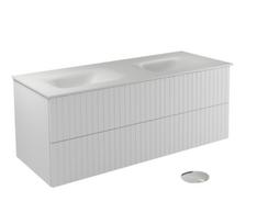 Vonios spintelė su praustuvu Besco Akya Linea, balta sp./sidabro sp., 52.5 cm x 131 cm x 50.7 cm