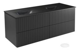 Vonios spintelė su praustuvu Besco Akya Linea, juoda sp., 52.5 cm x 131 cm x 50.7 cm