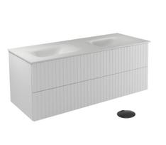 Vonios spintelė su praustuvu Besco Akya Linea, balta sp./juoda sp., 52.5 cm x 131 cm x 50.7 cm