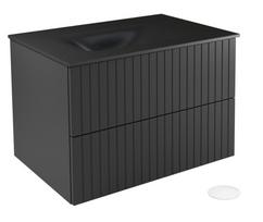 Vonios spintelė su praustuvu Besco Akya Linea, juoda sp., 52.5 cm x 66 cm x 50.7 cm
