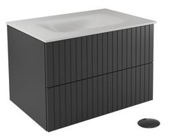 Vonios spintelė su praustuvu Besco Akya Linea, balta sp./juoda sp., 52.5 cm x 66 cm x 50.7 cm