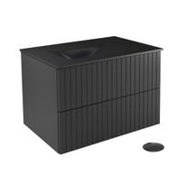 Vonios spintelė su praustuvu Besco Akya Linea, juoda sp., 52.5 cm x 76 cm x 50.7 cm