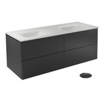 Vonios spintelė su praustuvu Besco Akya Classic, balta sp./juoda sp./grafito sp., 52.5 cm x 131 cm x 50.7 cm