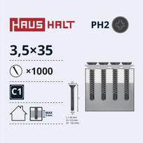 Sraigtas juostoje, įsukami į metalą Haushalt, 3.5 x 35 mm, 1000 vnt.