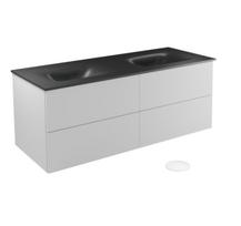 Vonios spintelė su praustuvu Besco Akya Classic, balta sp./pilka sp./grafito sp., 52.5 cm x 131 cm x 50.7 cm