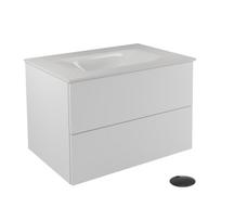 Vonios spintelė su praustuvu Besco Akya Classic, balta sp./juoda sp., 52.5 cm x 66 cm x 50.7 cm