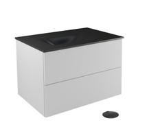Vonios spintelė su praustuvu Besco Akya Classic, balta sp./juoda sp., 52.5 cm x 76 cm x 50.7 cm