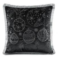 Kalėdinis dekoratyvinės pagalvėlės užvalkalas 118A, sidabro sp./juoda sp., 45 cm x 45 cm