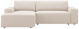 Kampinė sofa - lova Micadoni Jodie Boucle, smėlio sp., kairinė, 246 x 151 cm x 86 cm