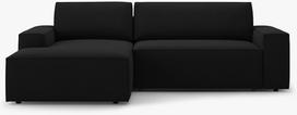 Kampinė sofa - lova Micadoni Jodie, juoda sp., kairinė, 246 x 151 cm x 86 cm