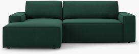 Kampinė sofa - lova Micadoni Jodie, žalia sp., kairinė, 246 x 151 cm x 86 cm