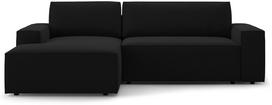 Kampinė sofa - lova Micadoni Jodie Bluvel 19, juoda sp., kairinė, 246 x 151 cm x 86 cm