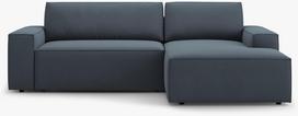Kampinė sofa - lova Micadoni Jodie, mėlyna sp., dešininė, 246 x 151 cm x 86 cm