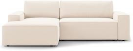Kampinė sofa - lova Micadoni Jodie Bluvel 22, šviesiai smėlinė, kairinė, 246 x 151 cm x 86 cm