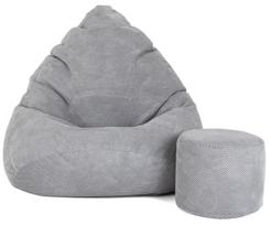 Sėdmaišis su pufu Sako Mega Dot Velour XL, pilka sp.