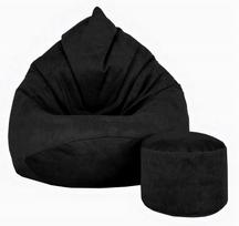 Sėdmaišis su pufu Sako Mega Premium Terra Velour XXL, juoda sp.